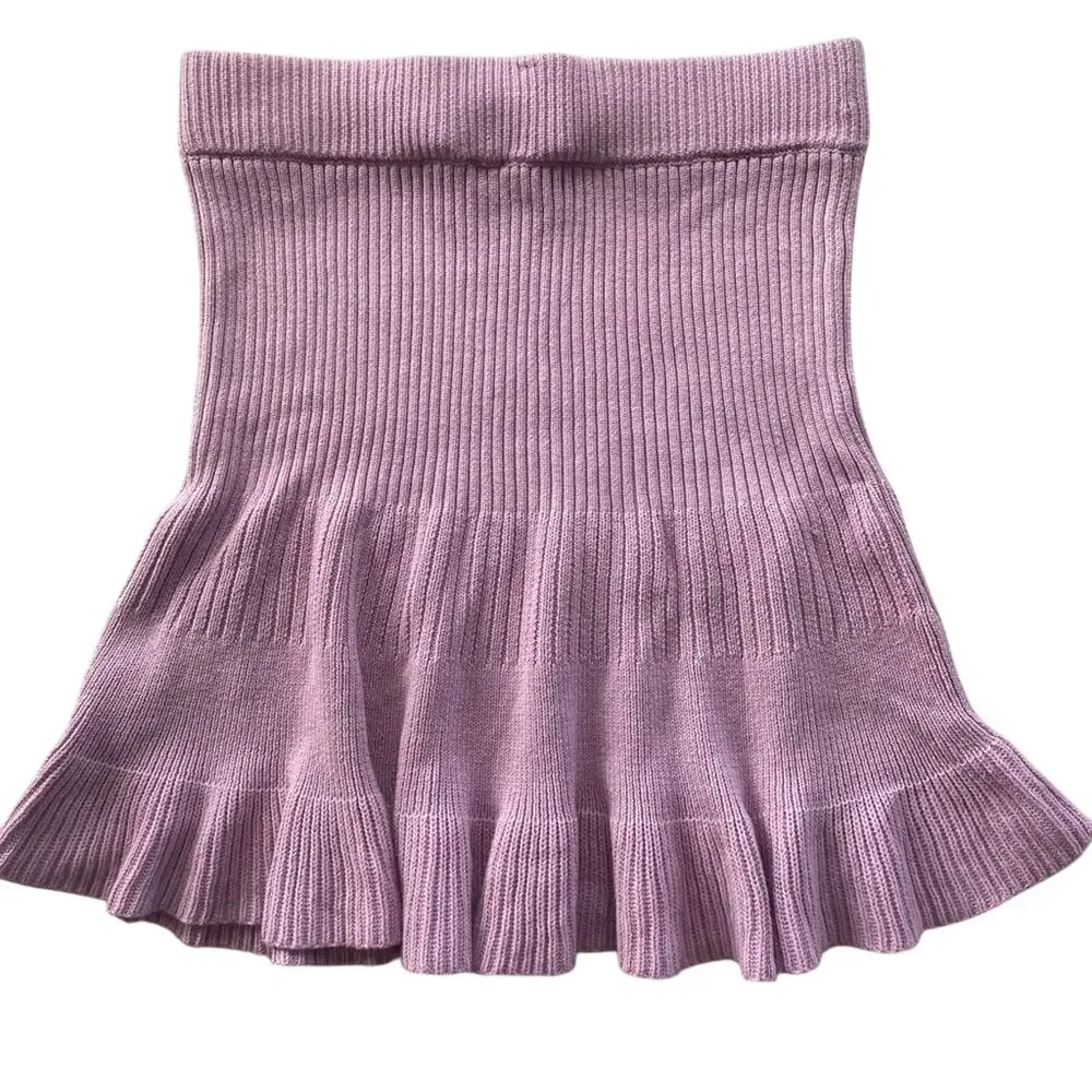 Free People Solid Gold Knit Skirt Lilac Size Large Gently Used Boho Officewear